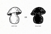 Magic mushrooms line art, a Food Illustration by harmonia_green_art (Thumbnail 8 of 11)