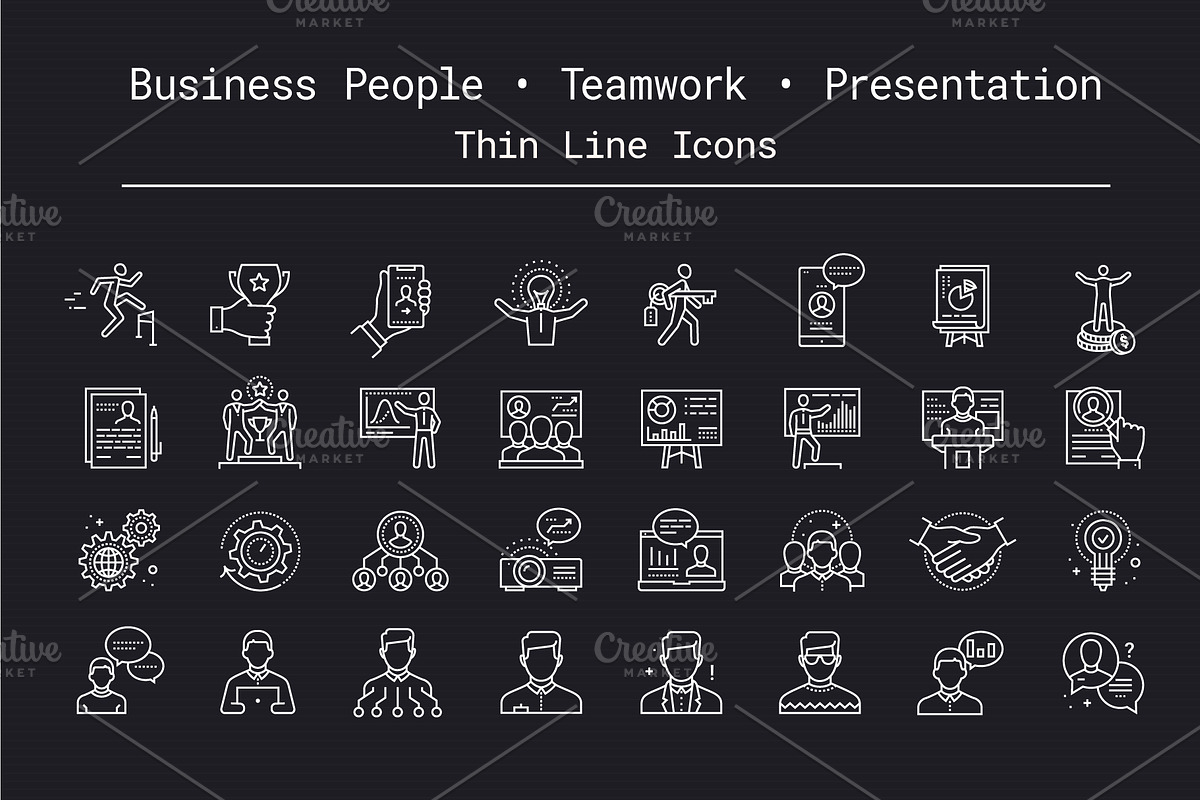 Teamwork, Leadership & Presentation, an Outline Icon by Nuburu (Photo 2 of 5)
