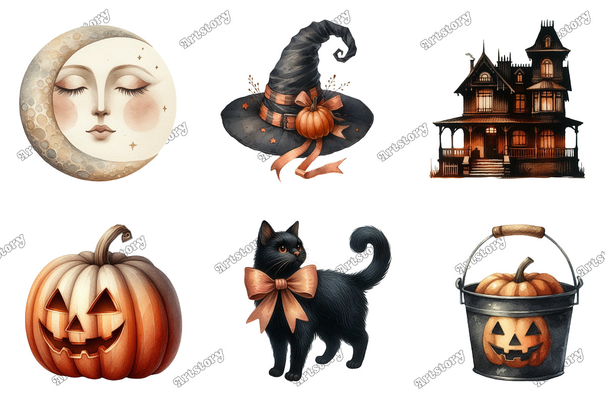 VIntage Halloween Stickers Bundle, a Graphic by designcity5 (Photo 3 of 5)