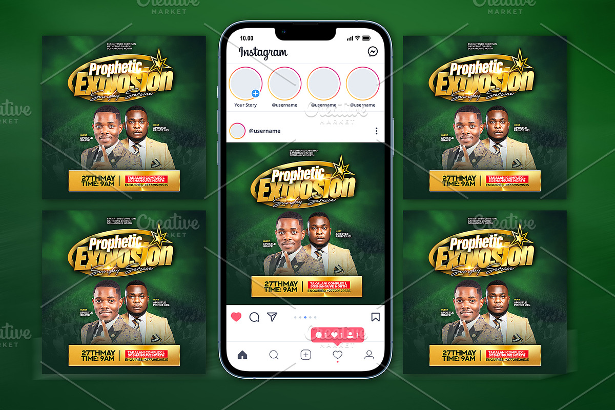 Prophetic Explosion Church Flyer PSD, a Social Media Template by church flyer templates (Photo 8 of 8)