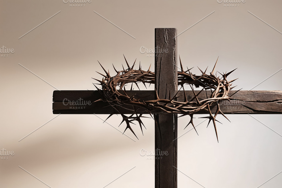 Standing wooden cross, an Illustration by wavebreak