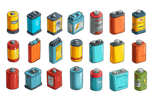 Isometric batteries. Lithium, a Technology Illustration by Stock-Smart-Start