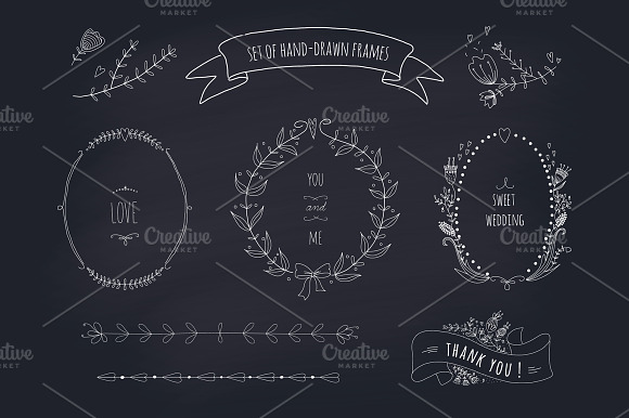 Set of hand drawn floral elements preview 5