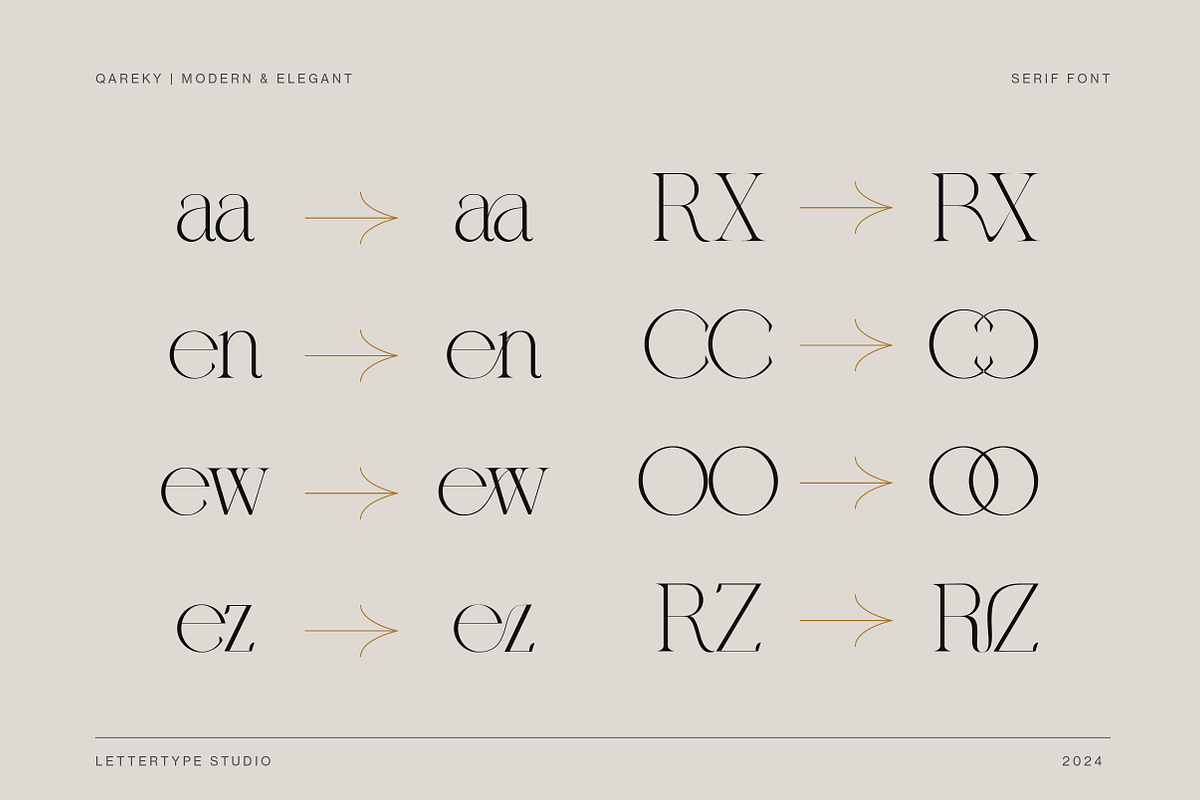 Qareky a Modern & Elegant Serif, a Serif Font by Lettertype Studio (Photo 7 of 20)