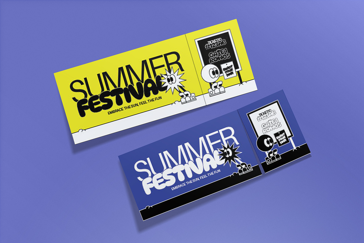 Yellow Retro Summer Festival Ticket, a Card Template by graphicook (Photo 3 of 3)