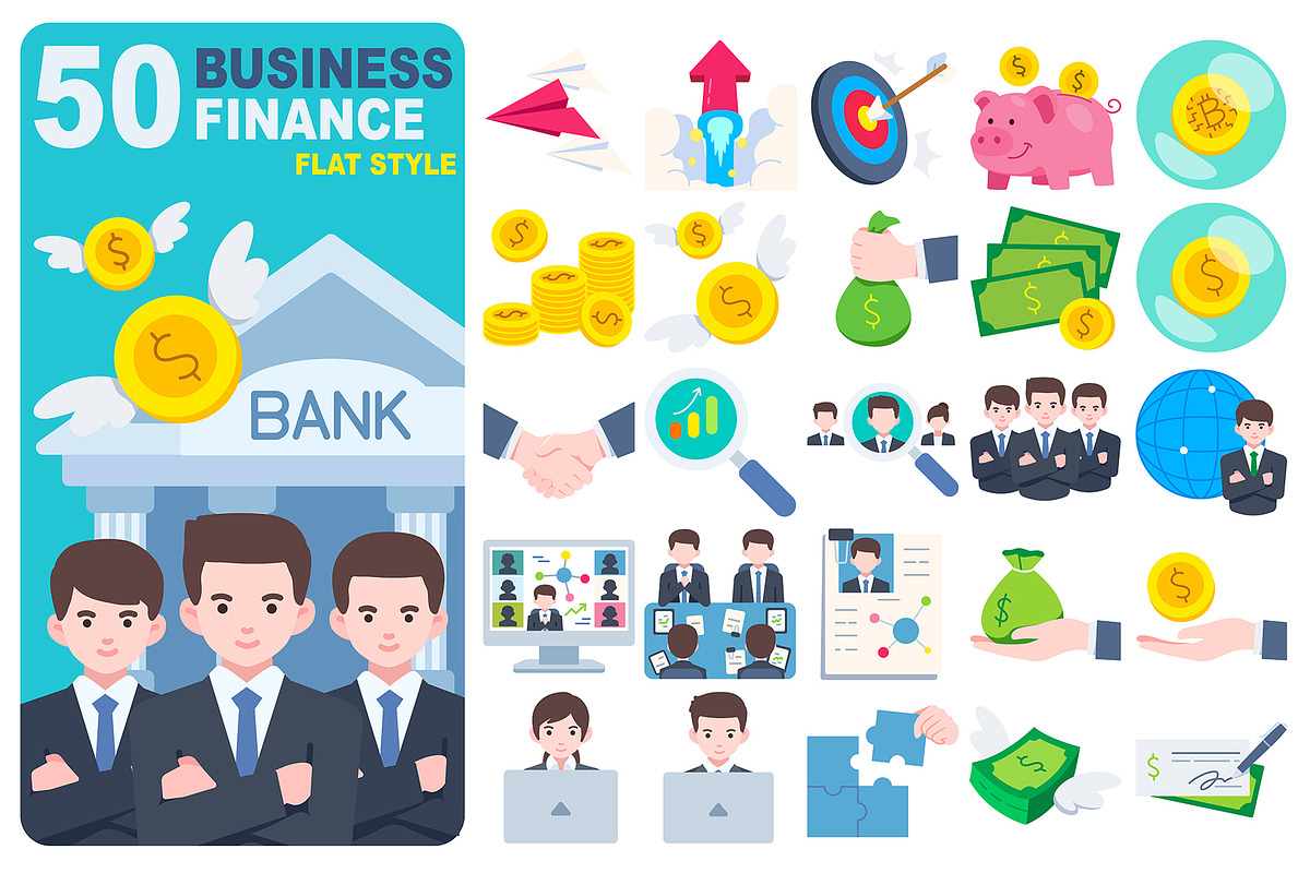 Business Finance Flat Set 50, a Finance Illustration by MRPOR (Photo 1 of 2)