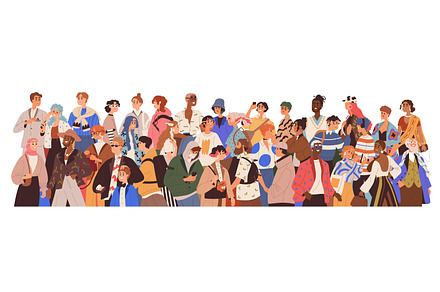Crowd of diverse modern busy people, a Person Illustration by Good Studio