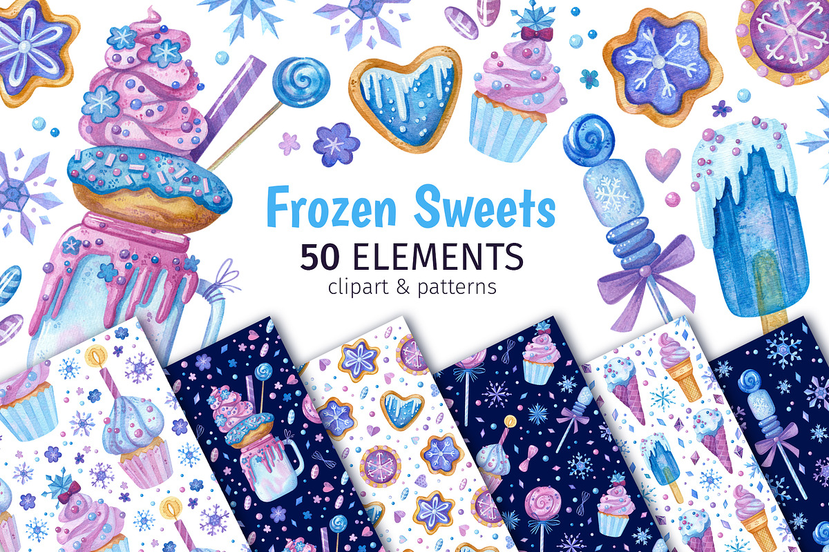 Frozen Sweets Clipart & Patterns, a Decorative Illustration by Valin Malin (Photo 1 of 13)