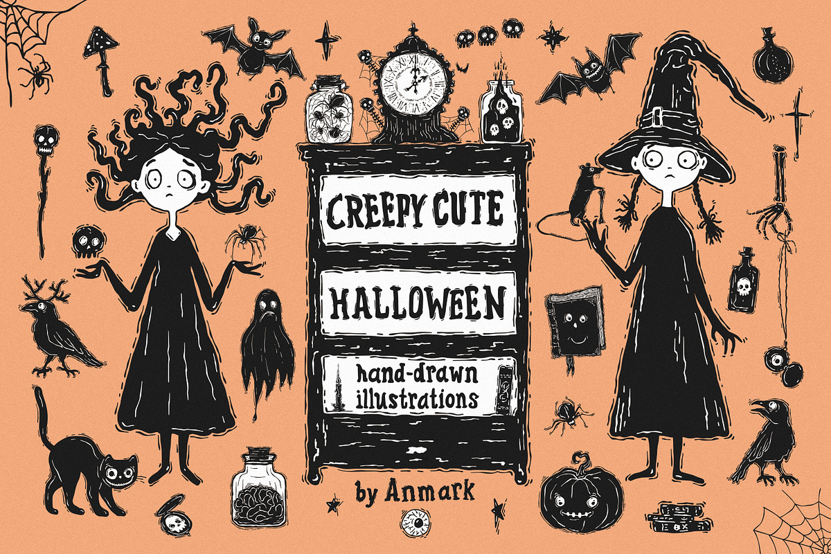 Creepy Cute Hand-Drawn Halloween, an Object Graphic by AnMark (Photo 1 of 12)