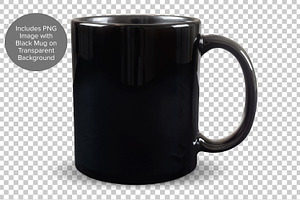 11 Oz Black Mug Mockup - PSD & PNG