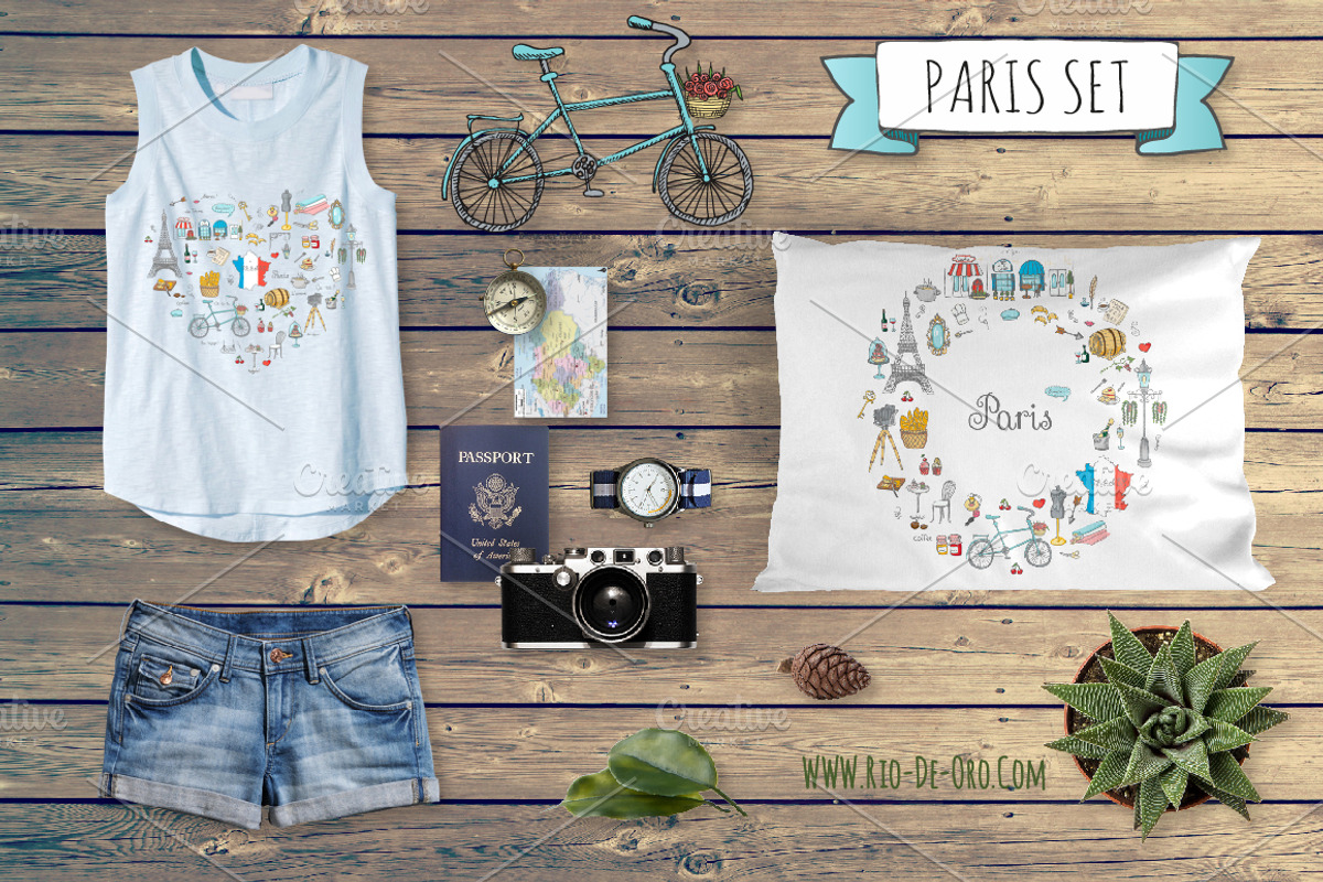 58 Paris color hand drawn icons!, an Object Graphic by Natasha-Pankina.com (Photo 4 of 5)