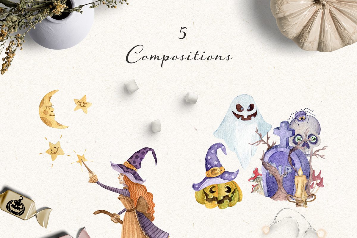 Halloween set. Watercolor hand drawn, an Object Graphic by JuliaBadeeva (Photo 4 of 7)