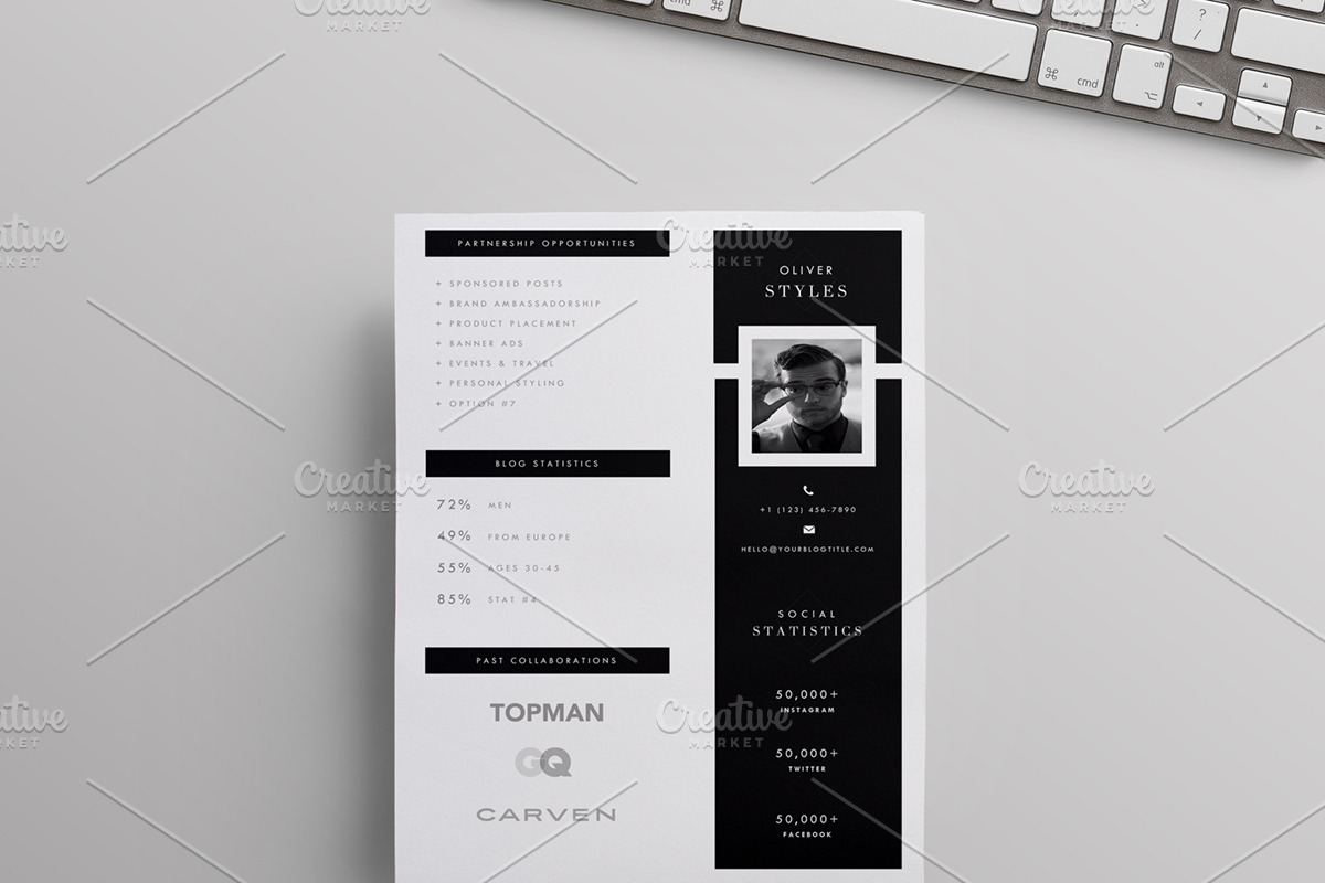 Media/Press Kit | 3 Pages, a Stationery Template by Blogger Kit Co. (Photo 5 of 6)
