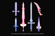 Cute Swords and Dagger Elements Set, an Object Graphic by Gumico Studio. (Thumbnail 2 of 3)