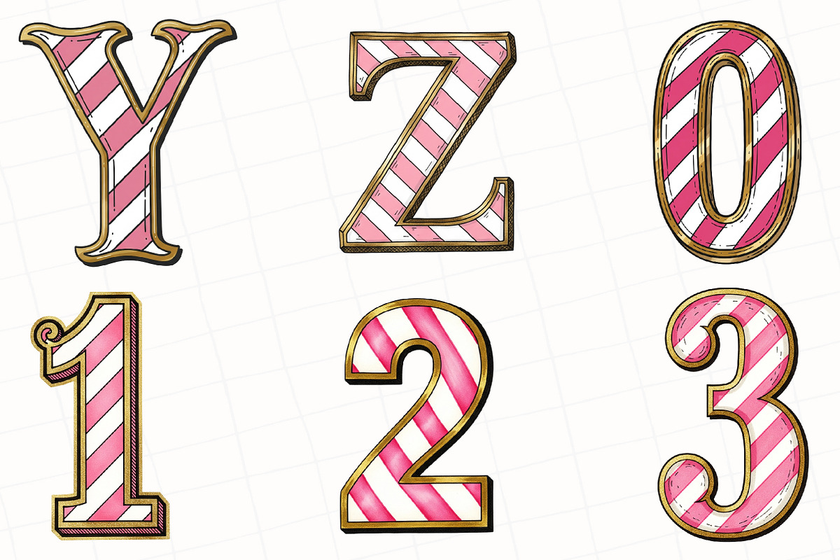 Candy Cane Alphabet Clipart, an Illustration by OK Design (Photo 3 of 5)