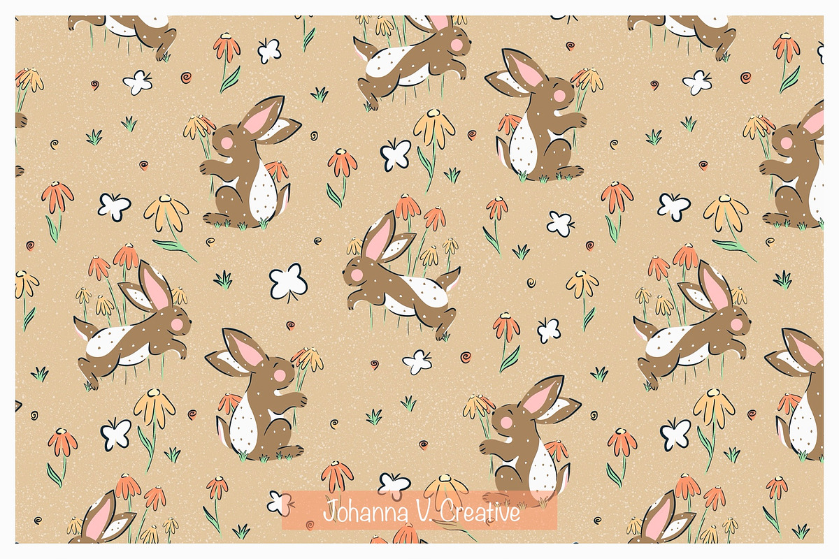 Spring Bunny Mini Pattern Collection, an Illustration by Johanna V. Creative (Photo 4 of 4)