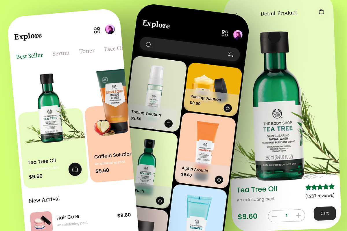 skincare app design UI KIT, an App Template by Lazyinterface UX UI Team