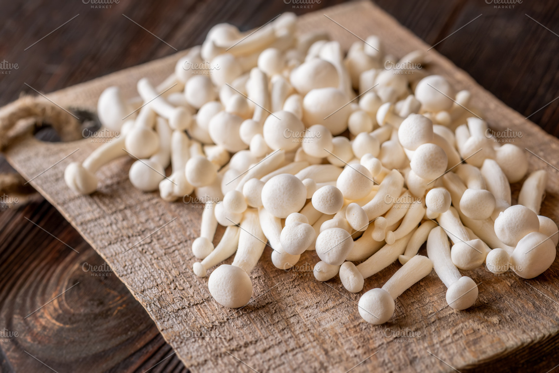 Fresh white beech mushrooms elegantl, a Food & Drink Photo by Alexander Prokopenko