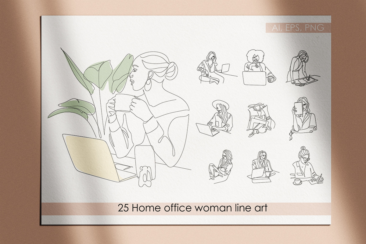 Woman Working at Home Office, a Branding & Logo Template by velychko.ua (Photo 1 of 12)