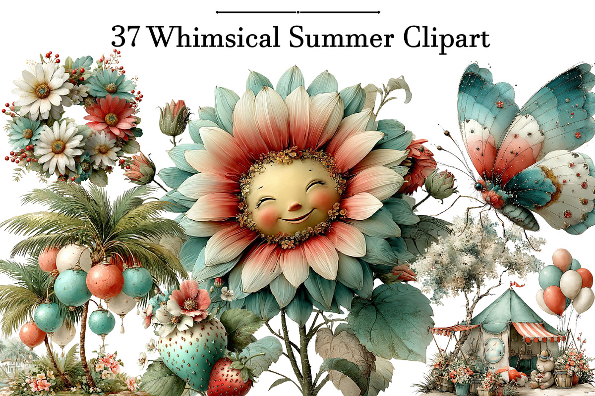 Whimsical Summer Clipart, an Illustration by DreamArtGraphic (Photo 1 of 5)