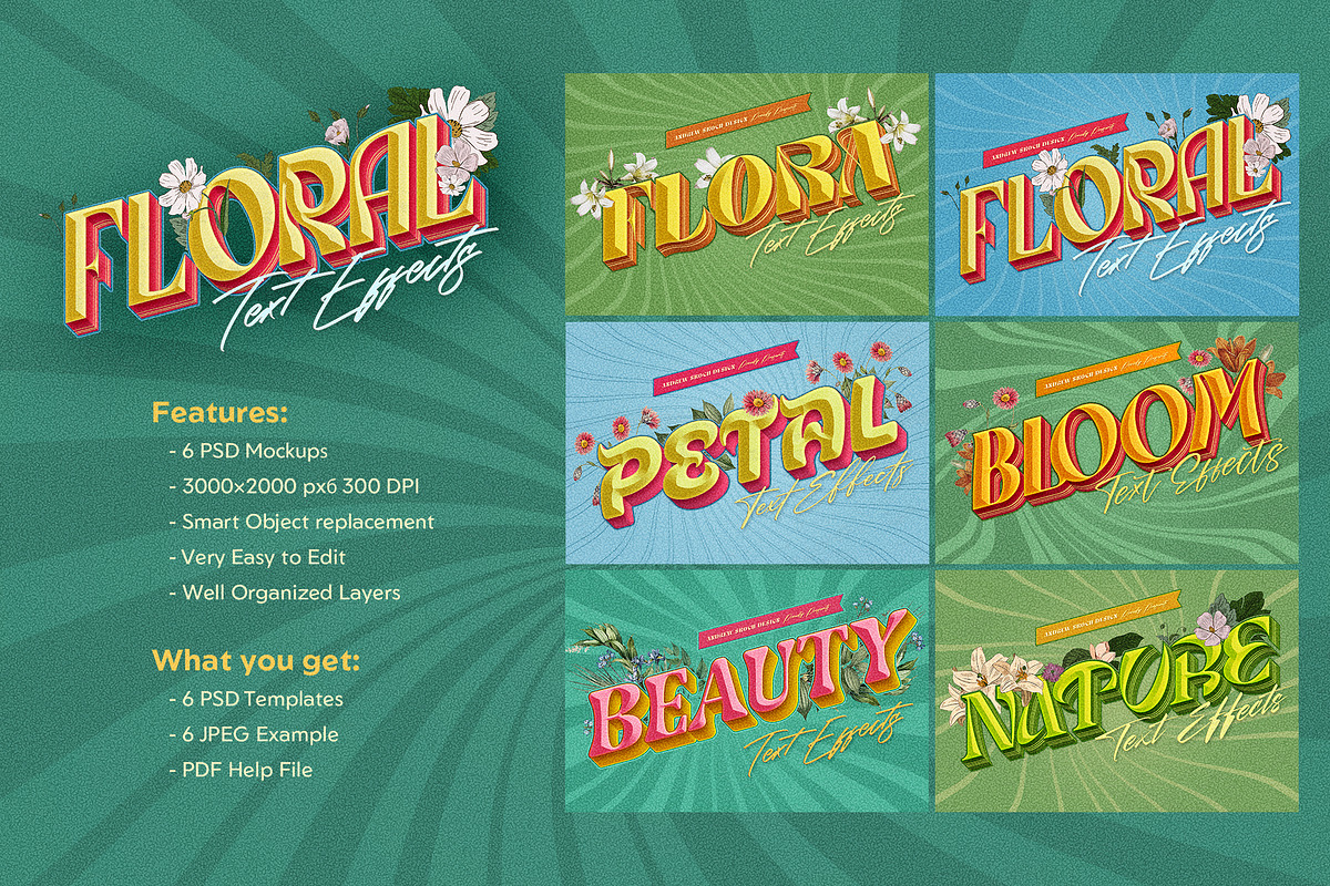 Floral Text Effects, a Layer Style Add-On by Andrew Skoch Design (Photo 9 of 10)