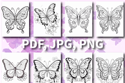 Butterfly Coloring Pages for Adults, an Education Illustration by Design Zone (Thumbnail 5 of 7)