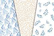 Orange & Blue Floral Pattern Set, a Pattern Graphic by Libby Wishes (Thumbnail 2 of 5)
