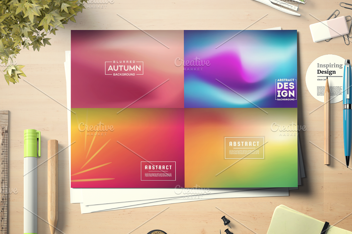 Set of blurred gradient mesh vector, a Background Graphic by Lucky Creative (Photo 1 of 6)