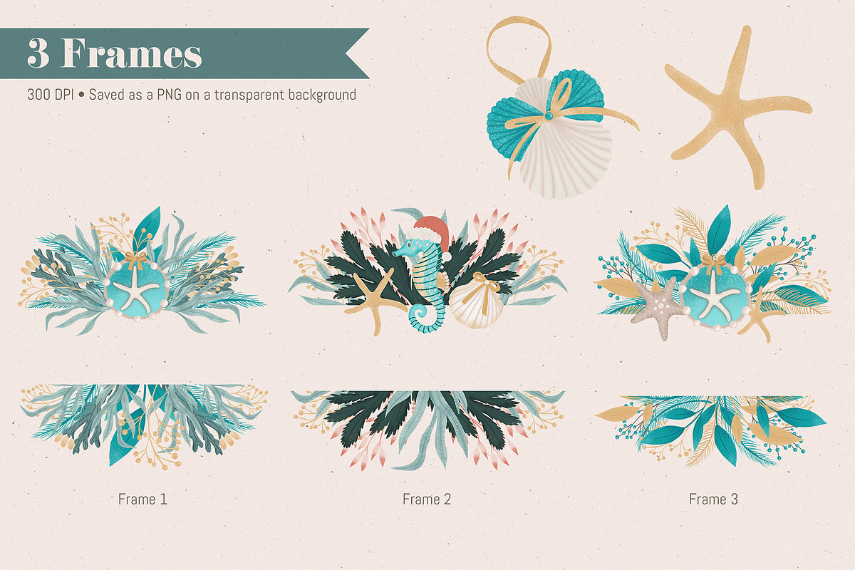 Coastal Christmas Beach Clipart, an Illustration by The Audacious Brush (Photo 4 of 13)
