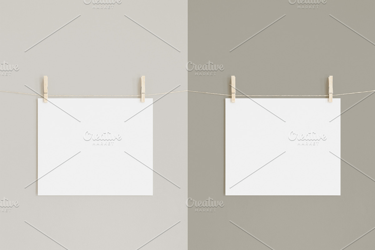Poster and Pegs Mockup Horizontal, a Mockup by HALFTOUNE (Photo 3 of 4)