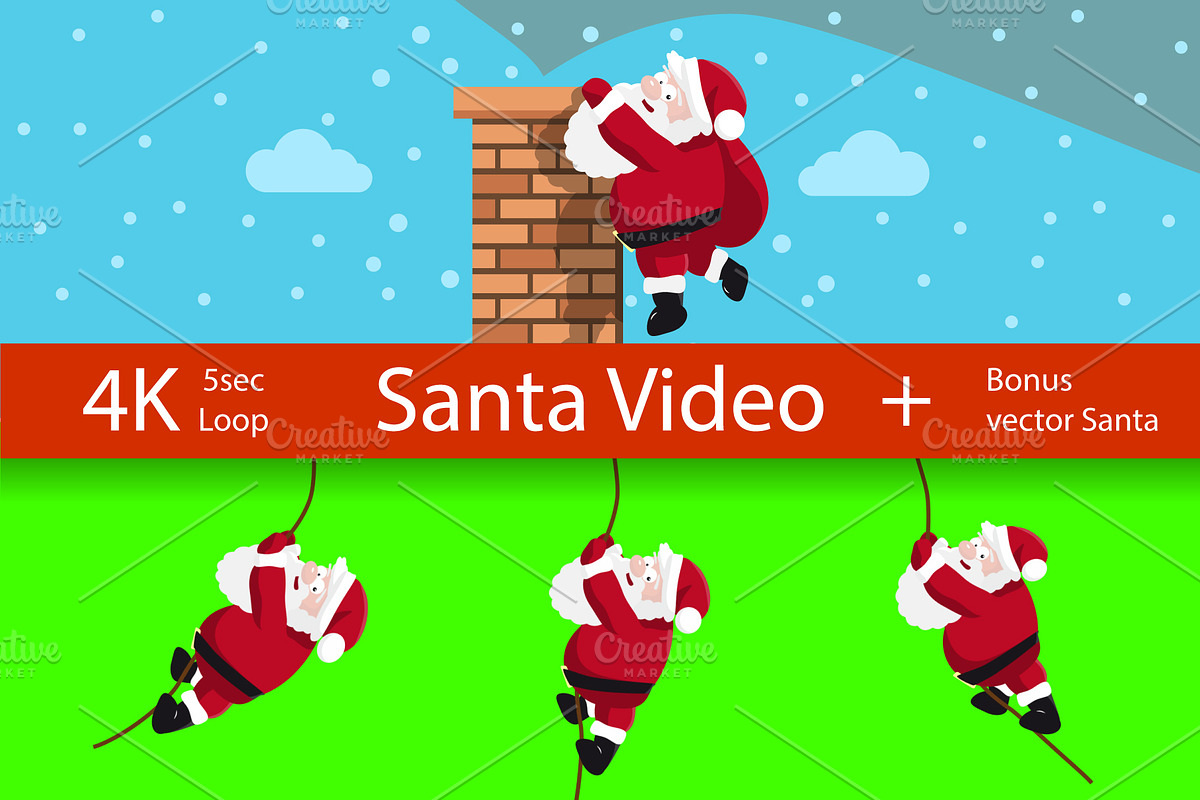 Funny Hanging Santa Looped Video 4K, a Social Media Template by Plaid4You (Photo 1 of 4)
