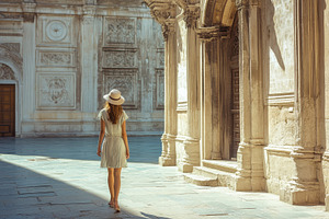 Female traveler discovers Europes, a Photo by Pavel_design