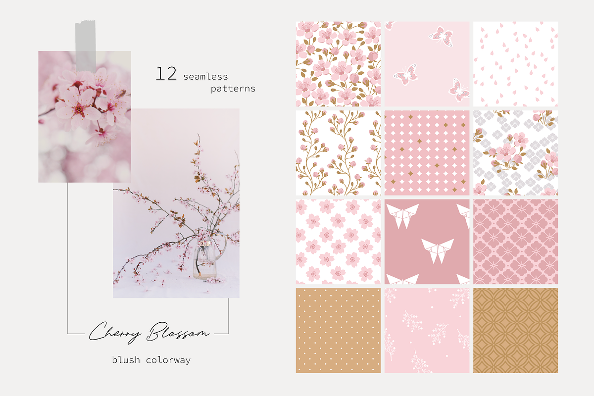 Cherry Blossom Vector Collection, a Pattern Graphic by glasshouse (Photo 2 of 7)