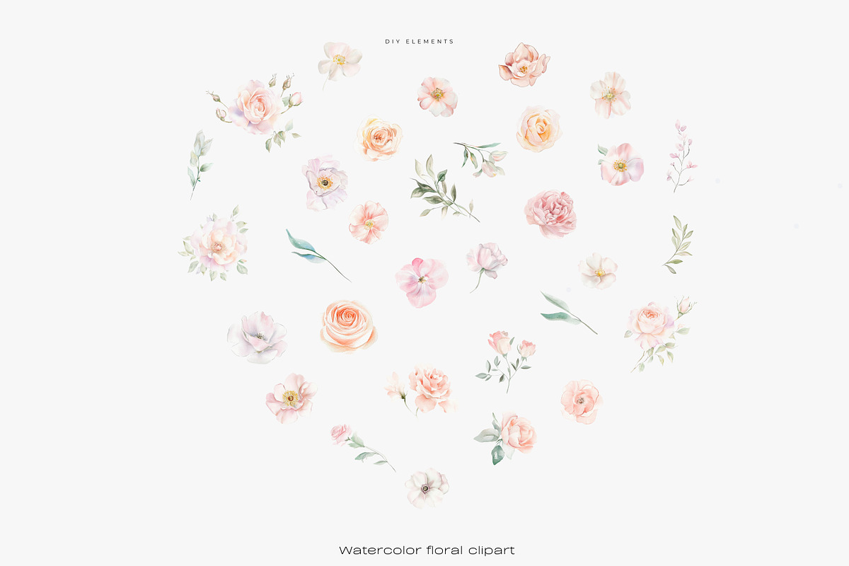 blush elegance floral clipart png, a Decorative Illustration by Patishop Art (Photo 7 of 8)