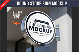 Round Store Sign Mockup PSD, a Product Mockup by Bruno's Shop