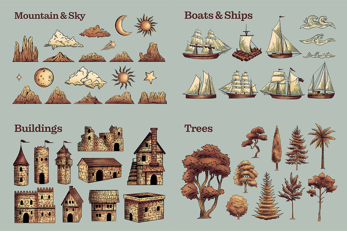 Vintage Map Creator Kit, an Object Graphic by DesignerCandies (Photo 10 of 15)