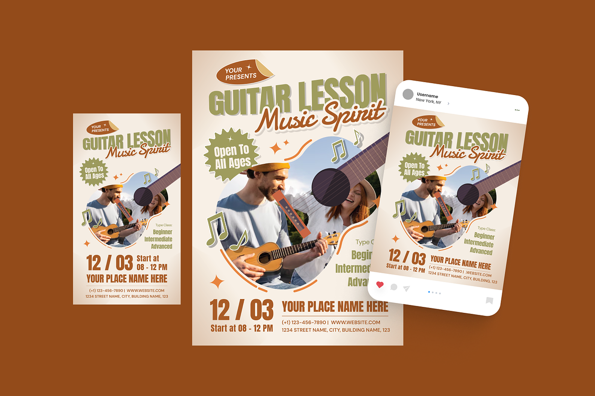 Music Lesson Promotional Flyer Set, a Flyer Template by MMPixelCraft (Photo 1 of 4)