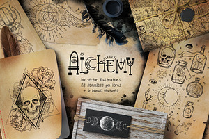 100 ALCHEMY. Magic Vector Set.