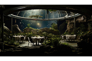outer space restaurant background ai, a Technology Photo by pikepicture
