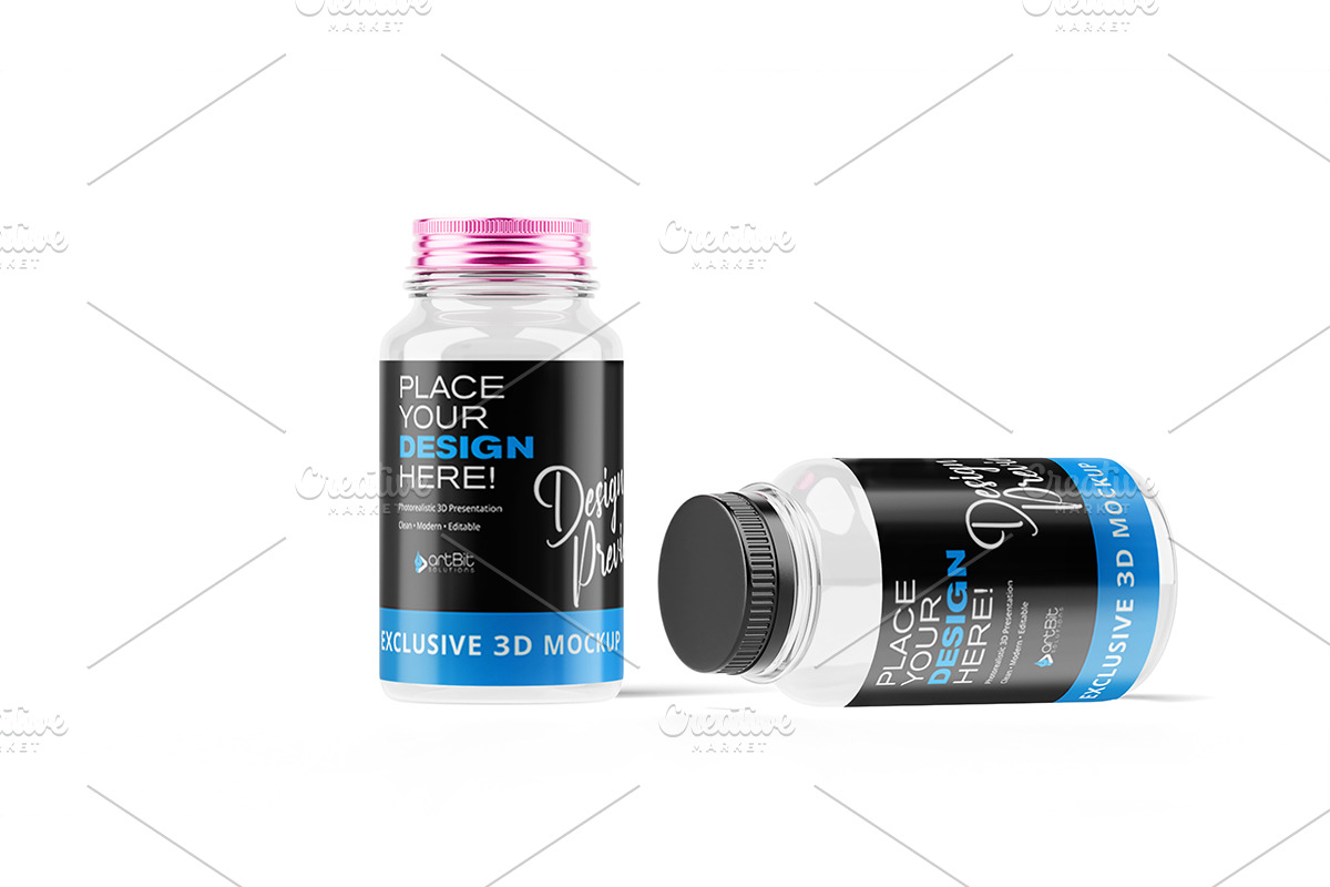 Plastic Jar with Screw Cap Mockup, a Packaging Mockup by artBit Design Studio (Photo 10 of 10)