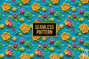 Turquoise Neon Crochet Flower Papers, a Pattern Graphic by Creative Store (Thumbnail 2 of 4)