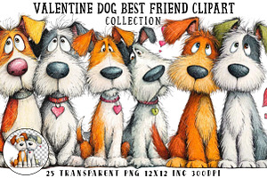 Valentine Dog Best Friend Clipart, an Illustration by OK Design