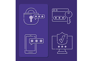 cyber security four icons, a Technology Illustration by studiogstock
