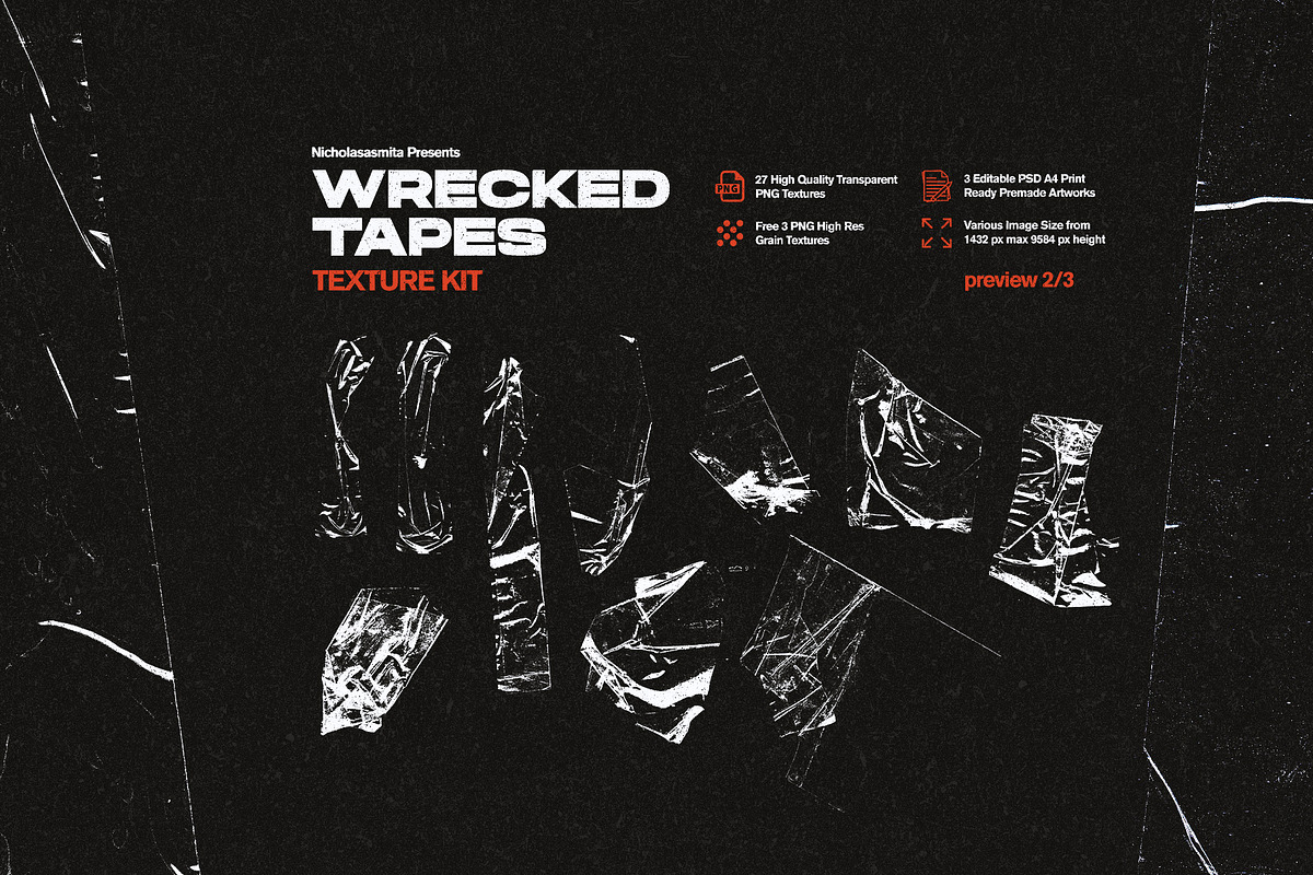 Wrecked Tapes Texture Kit, a Texture Graphic by nicholasasmita (Photo 4 of 10)