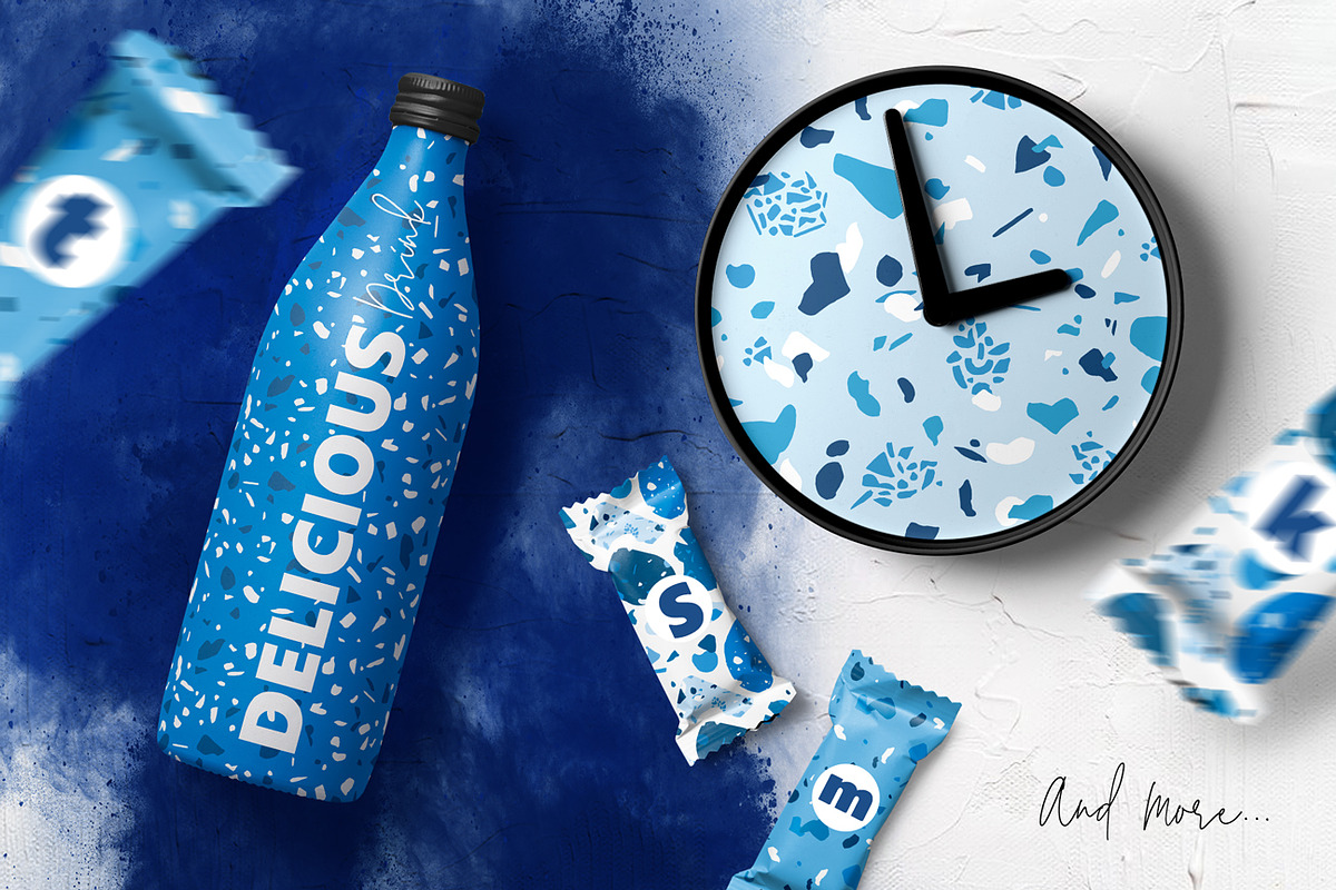 Abstract Blue Terrazzo Patterns, a Pattern Graphic by Julie&Taily (Photo 8 of 9)