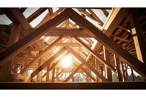 workers truss timber frame In ai, an Industrial Photo by pikepicture