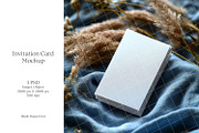 Blue 5x7 Invitation card mockup PSD, an Advertising Mockup by Blush Roses Print (Thumbnail 1 of 8)