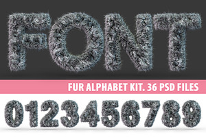 Uppercase Fluffy And Furry GRAY Font