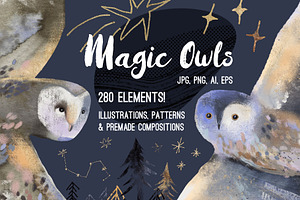Magic owls: 280 elements for design