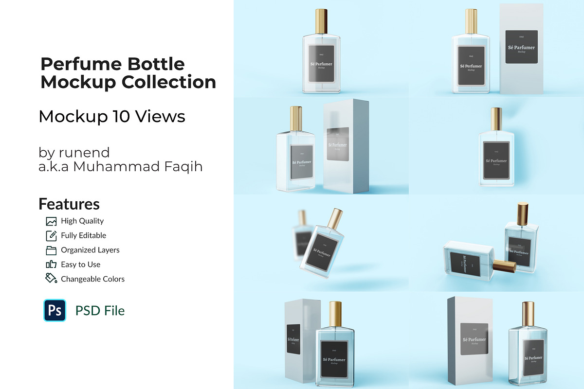 Perfume Bottle Mockup Collection, a Product Mockup by Runend (Photo 1 of 9)